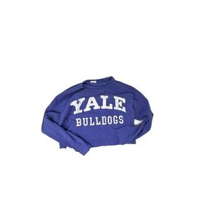 Yale University Bulldogs Womens Large Crop Crewneck Sweatshirt Short Set Purple